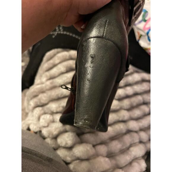 9.5 kork ease triple belted ankle boots/booties red leather italian - Picture 8 of 12